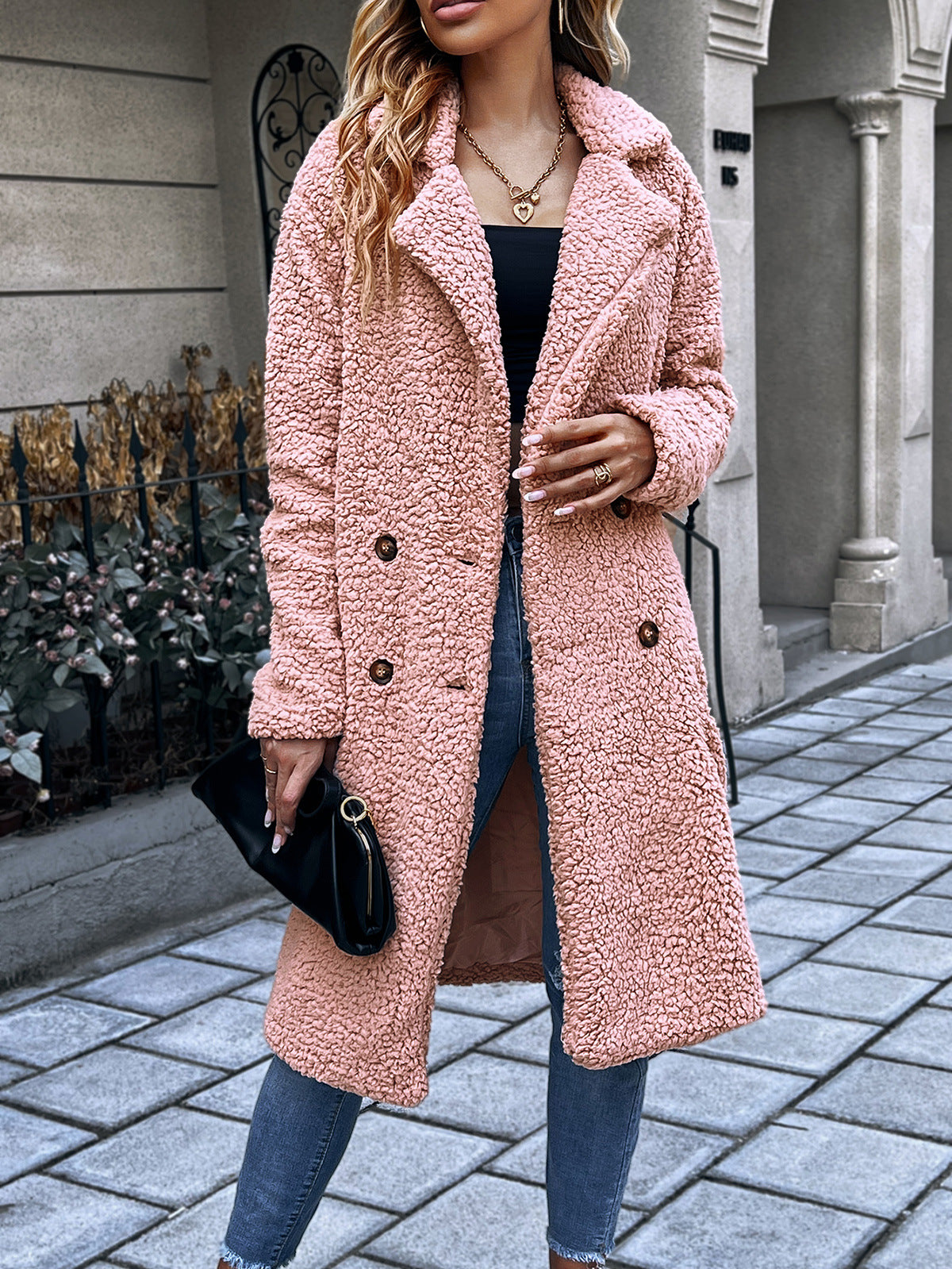 Women Pink Solid Longline Over Coat