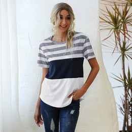 White & Navy Blue Striped Top