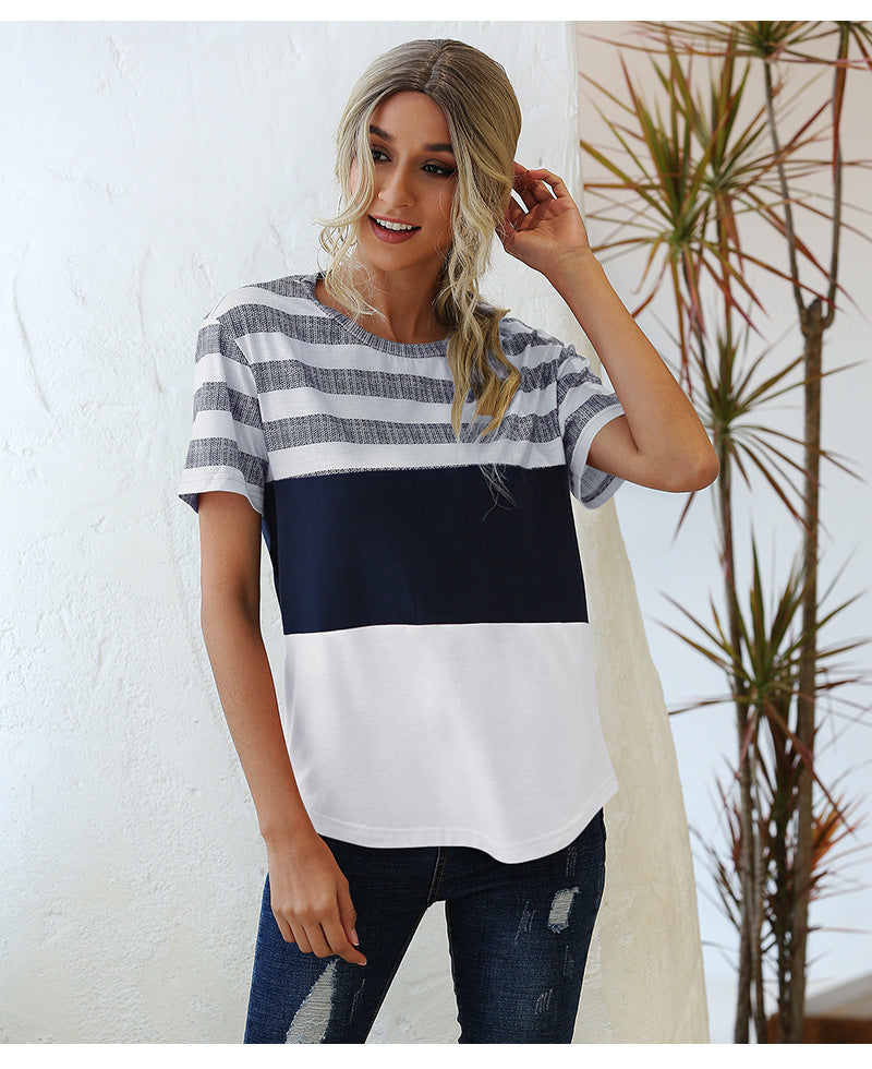 White & Navy Blue Striped Top