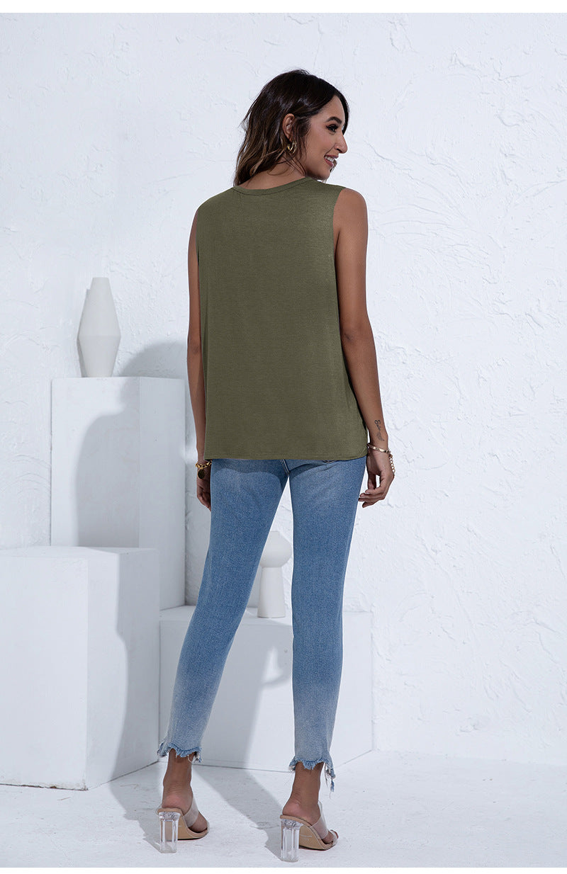 Olive Green V-Neck Top