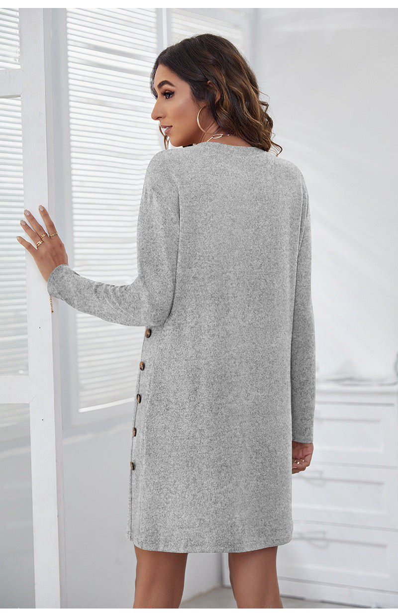 Grey Knee Length A-Line Dress