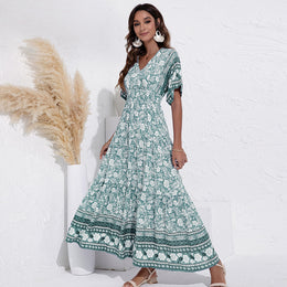 Women Blue & White Floral Maxi Dress