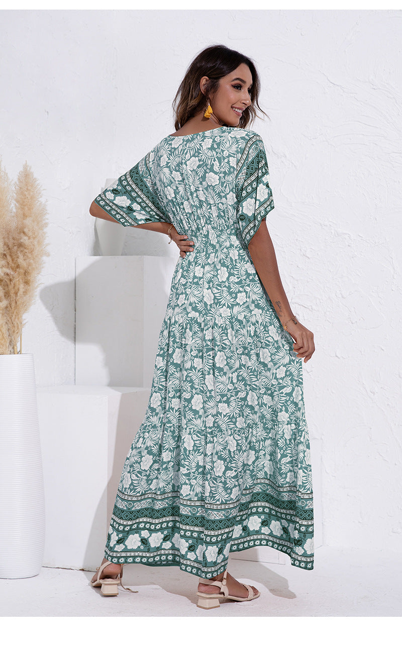 Women Blue & White Floral Maxi Dress