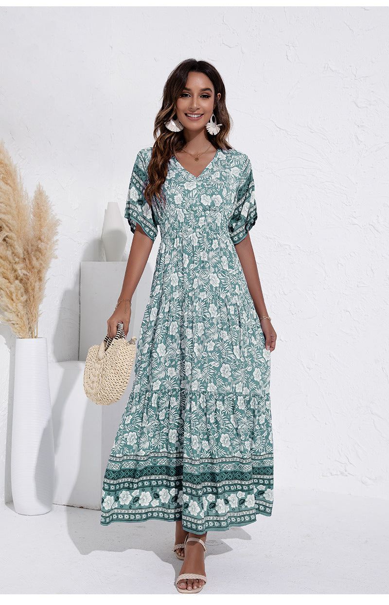 Women Blue & White Floral Maxi Dress