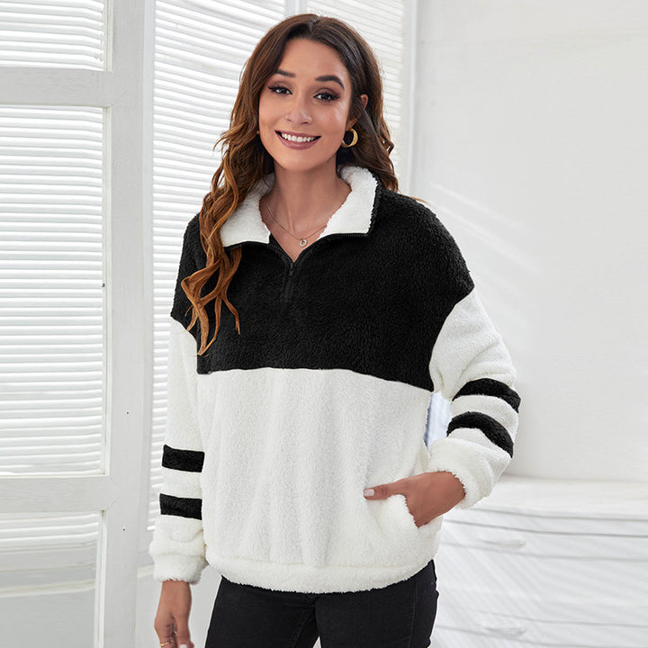 Women Black and white Colourblocked Sweatshirt