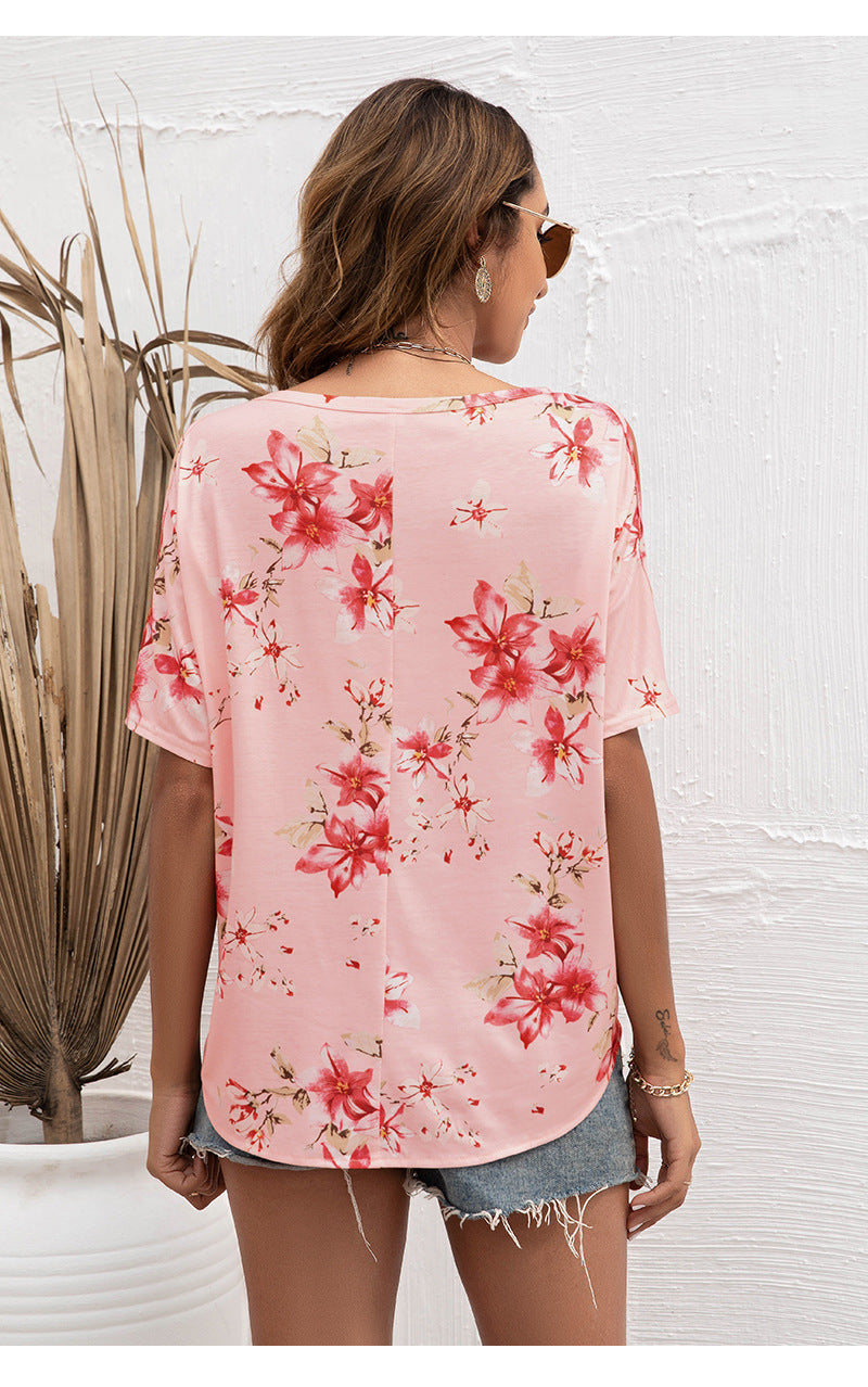 Peach-Coloured Floral Print Top
