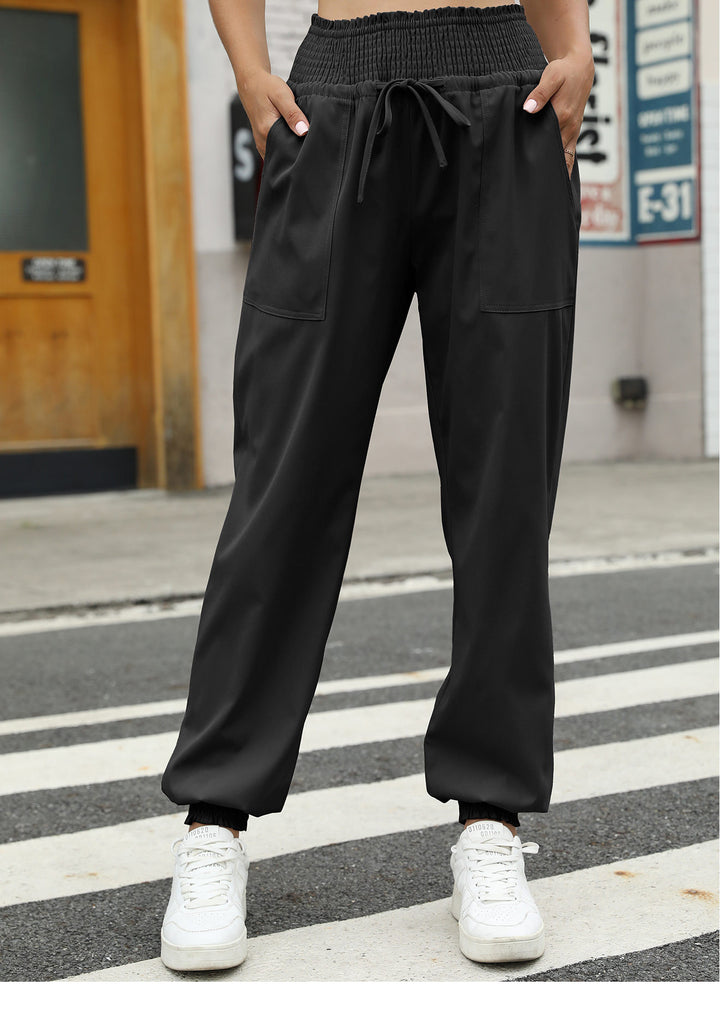 Women Black Tapered Fit High-Rise Joggers