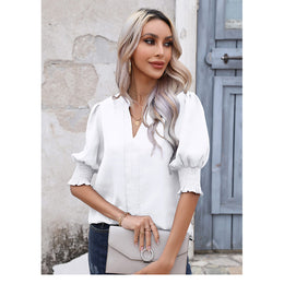 StyleCast V-Neck Three-Quarter Sleeve Solid Top