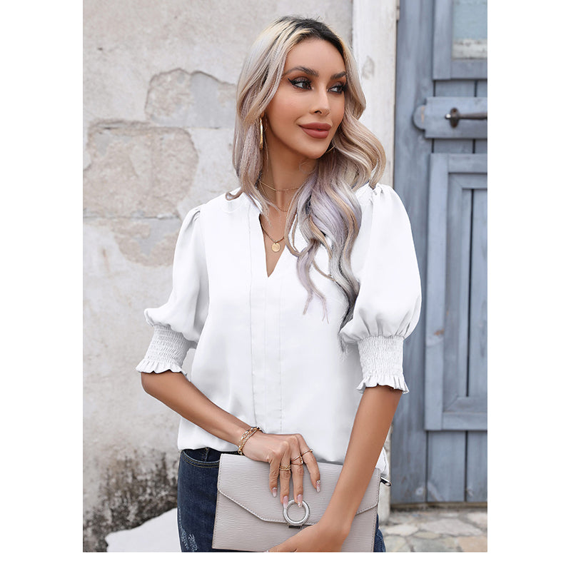 StyleCast V-Neck Three-Quarter Sleeve Solid Top