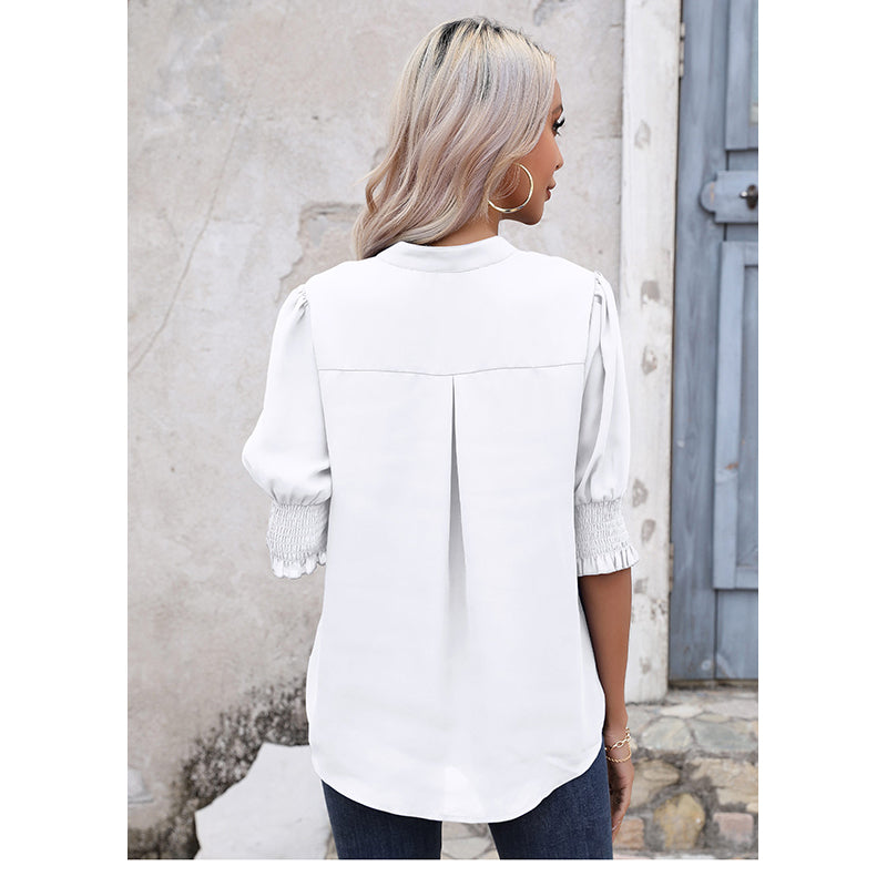 StyleCast V-Neck Three-Quarter Sleeve Solid Top