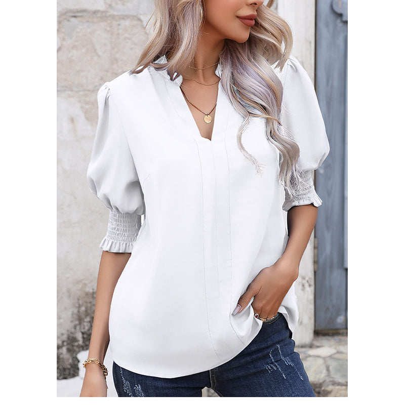 StyleCast V-Neck Three-Quarter Sleeve Solid Top