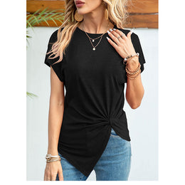 Black Round Neck Extended Sleeves Top