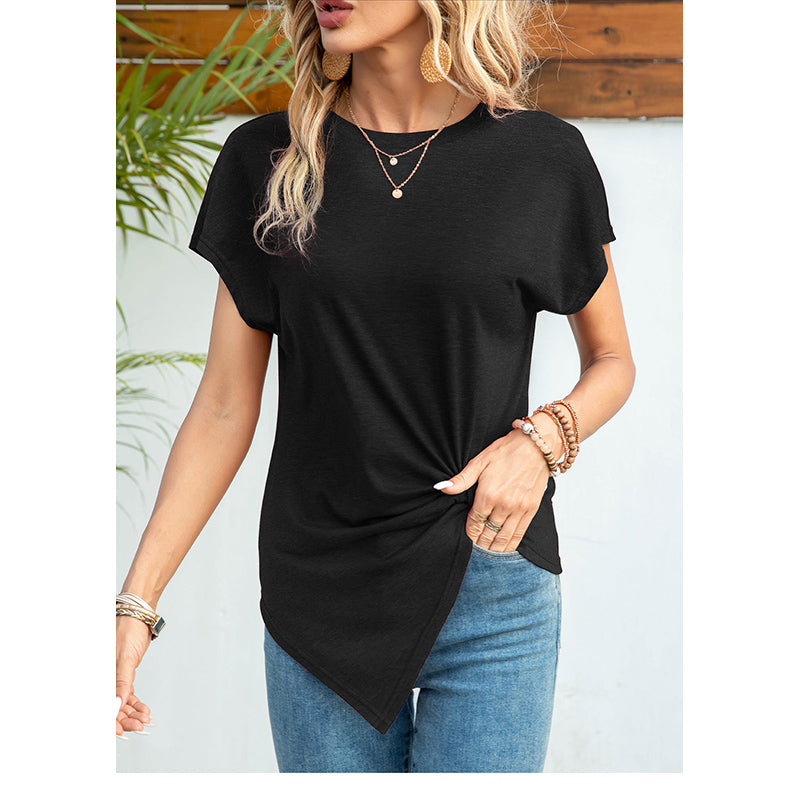 Black Round Neck Extended Sleeves Top
