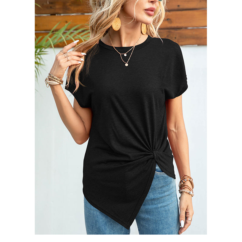Black Round Neck Extended Sleeves Top