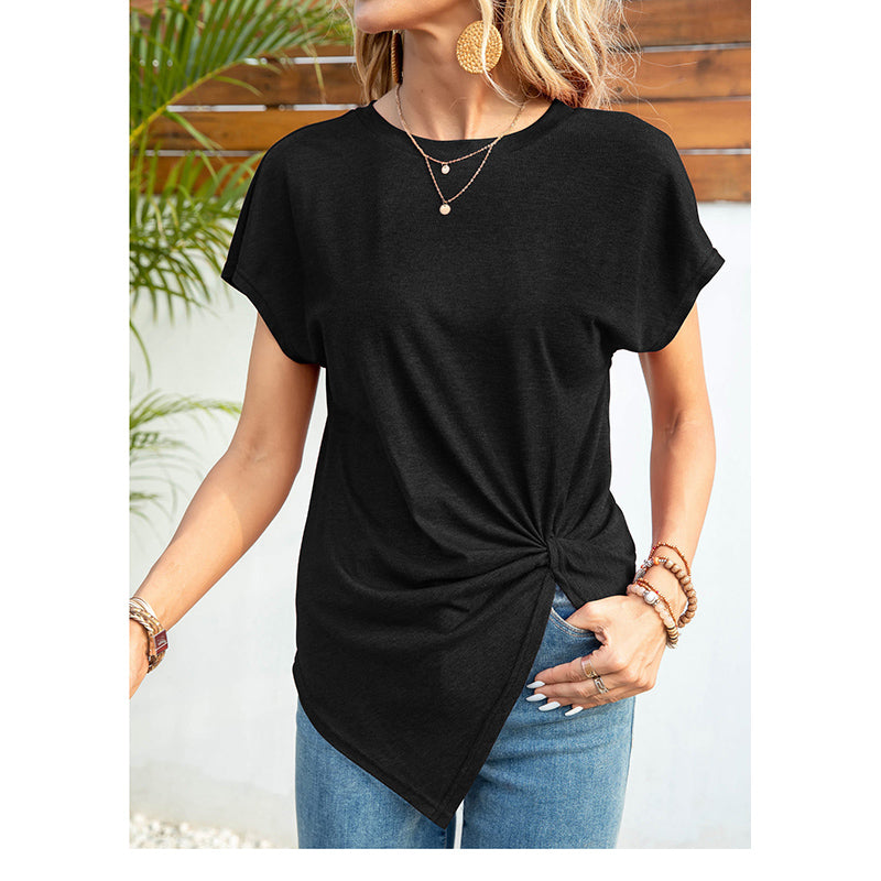 Black Round Neck Extended Sleeves Top