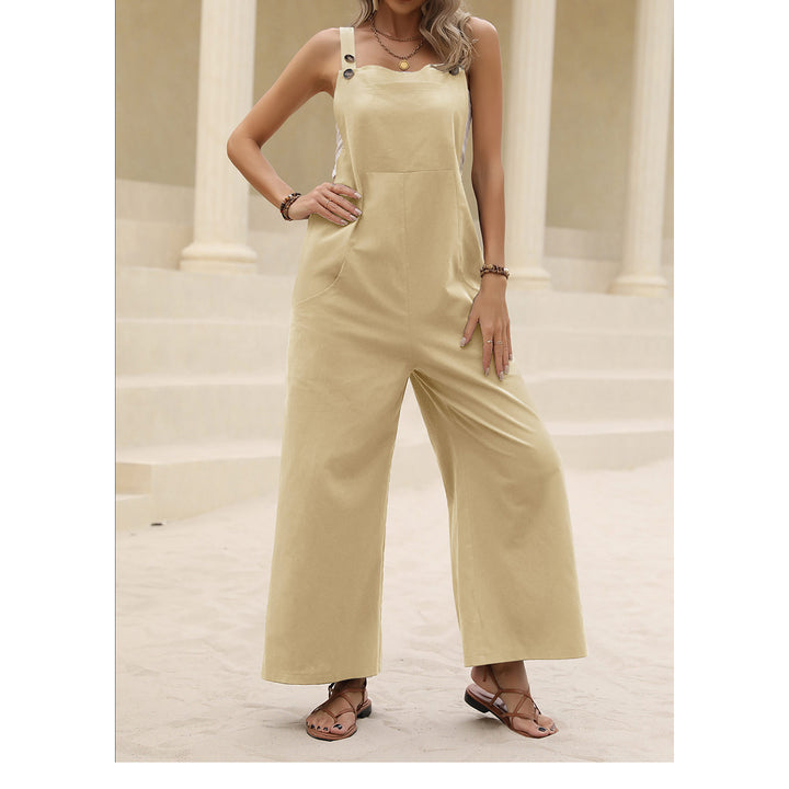 Square Neck Sleeveless Pure Cotton Basic Jumpsuit