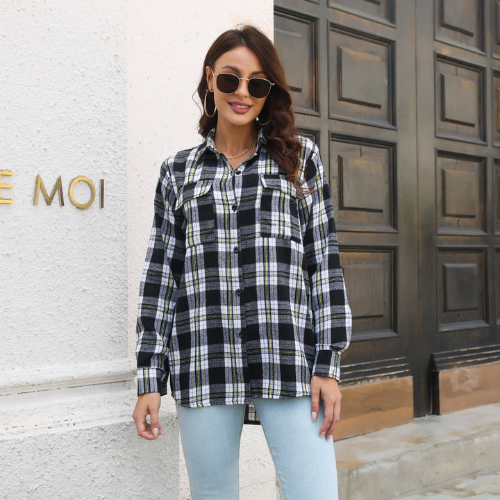 Women Black & White Others Checked Casual Shirt