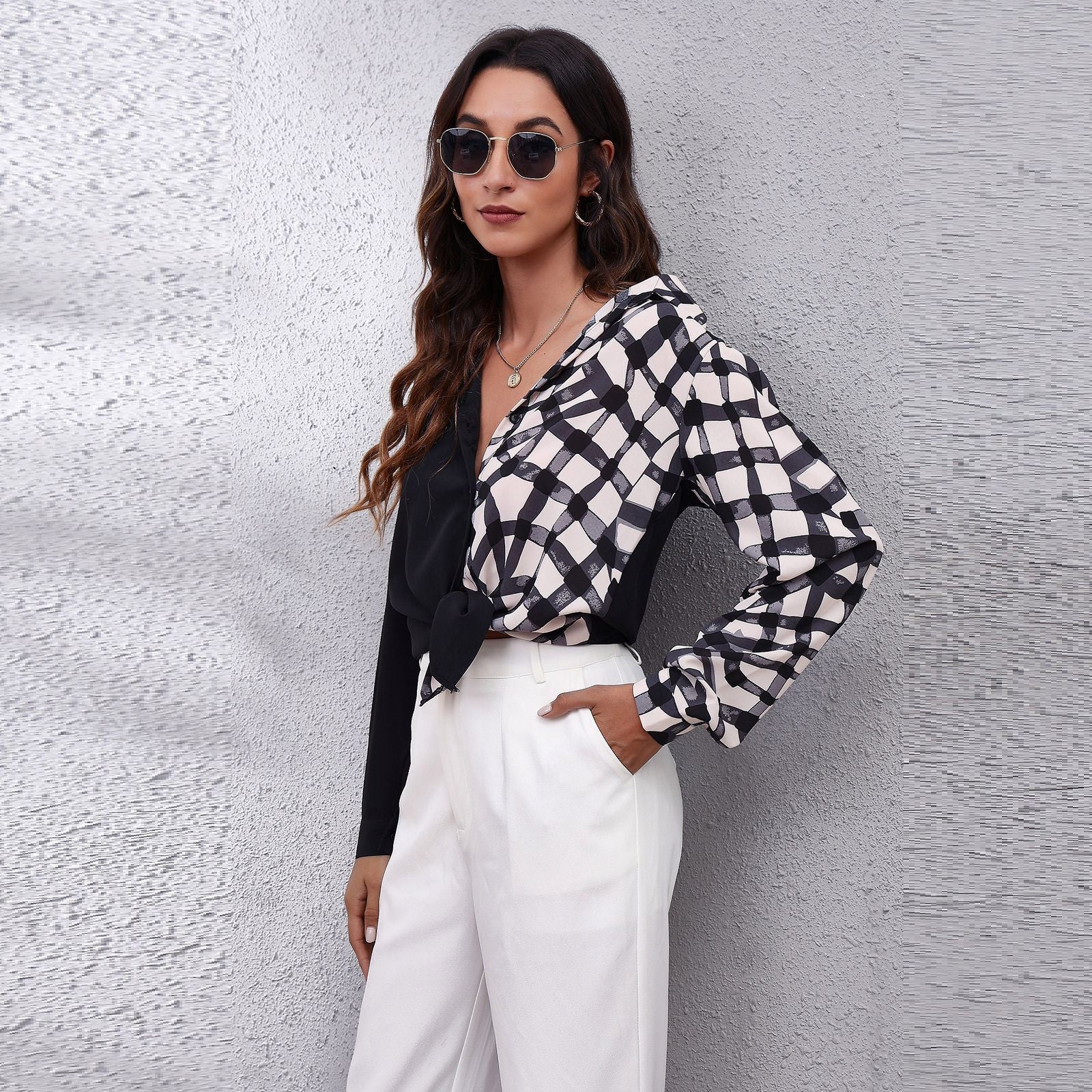 Women Black Colourblocked Casual Shirt