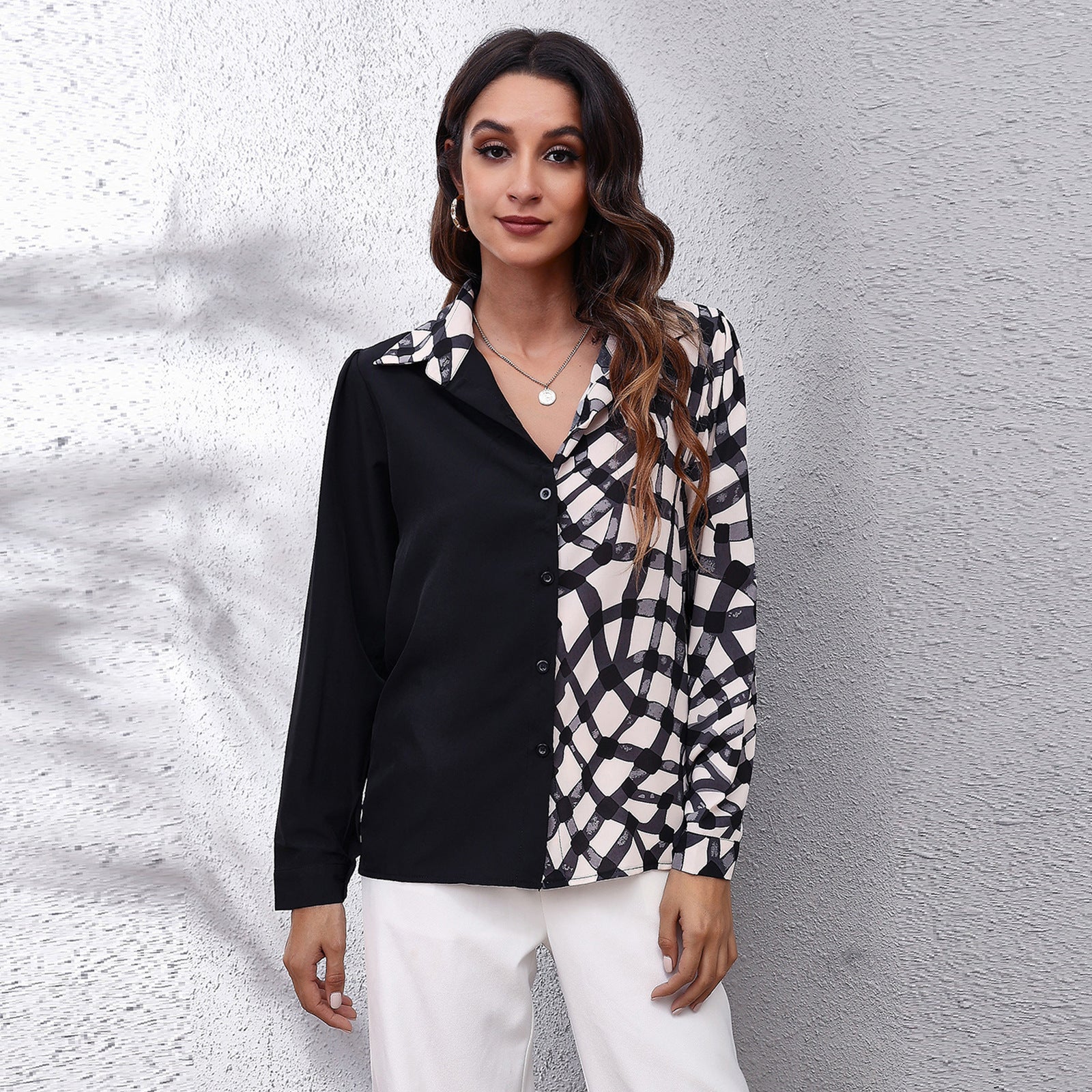Women Black Colourblocked Casual Shirt