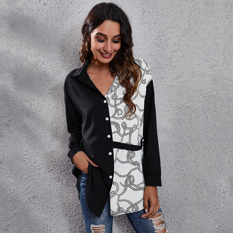 Black & xiketic Shirt Style Top