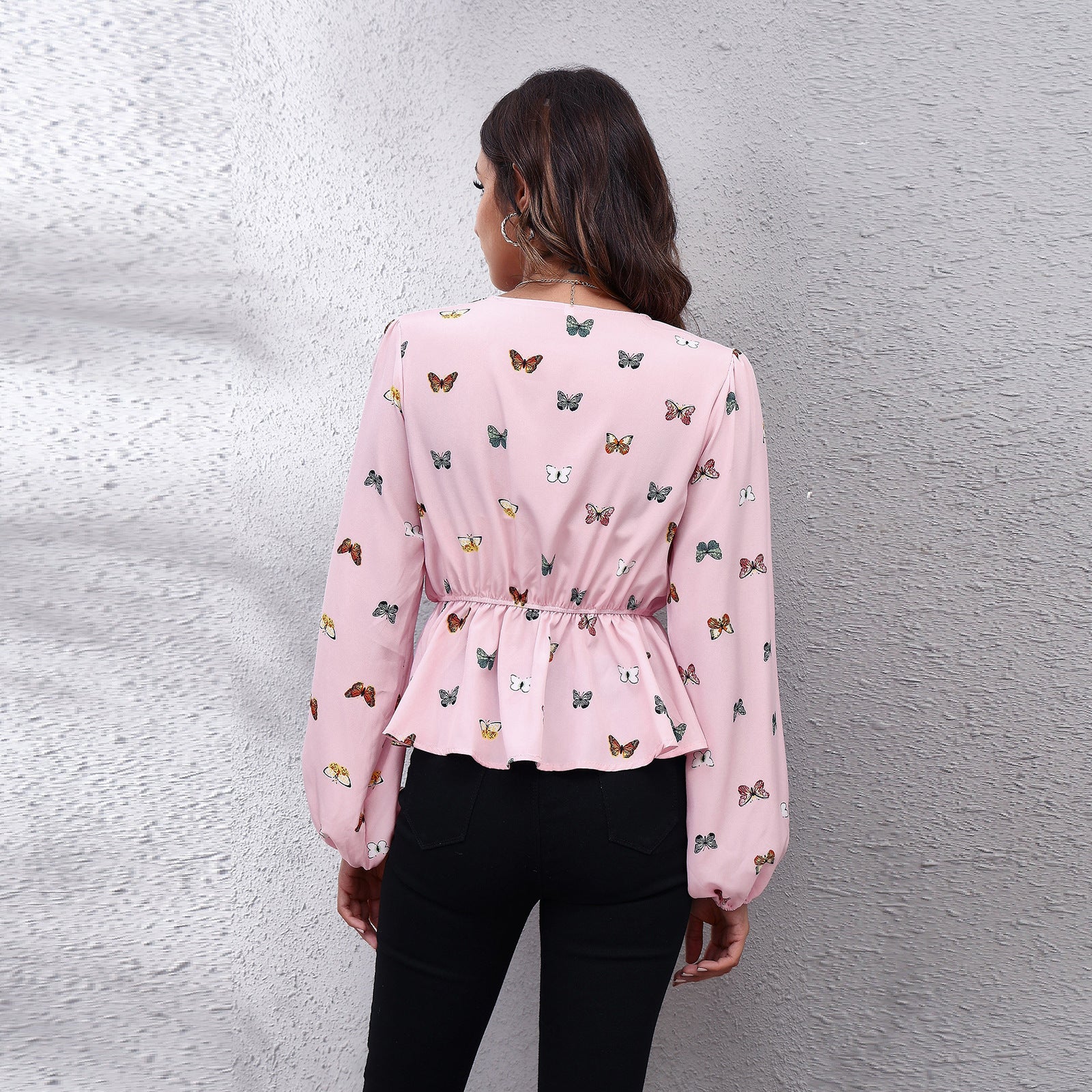 Pink Print Peplum Top