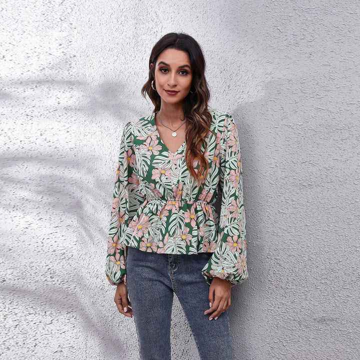 Multicoloured Floral Print Peplum Top