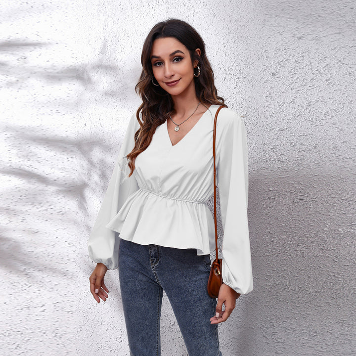 Women White Cinched Waist Top