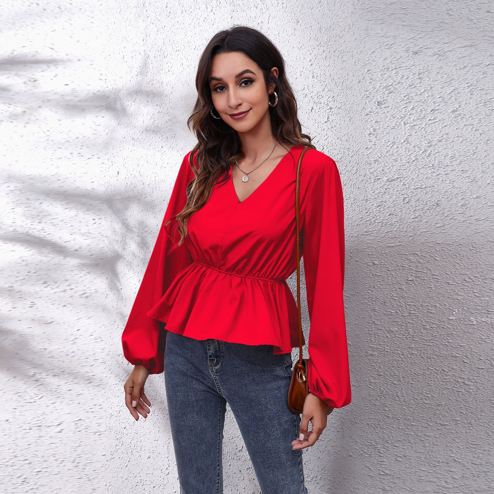 Women Red Empire Top