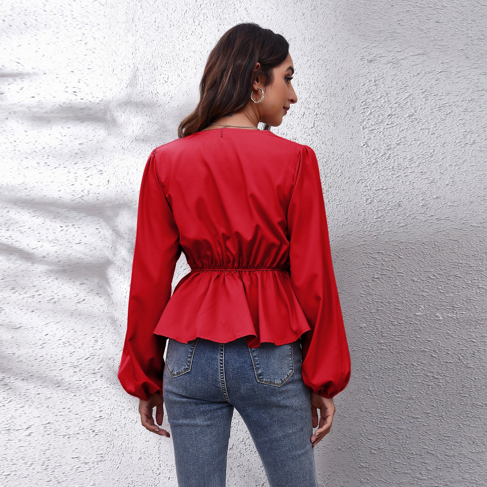 Women Red Empire Top