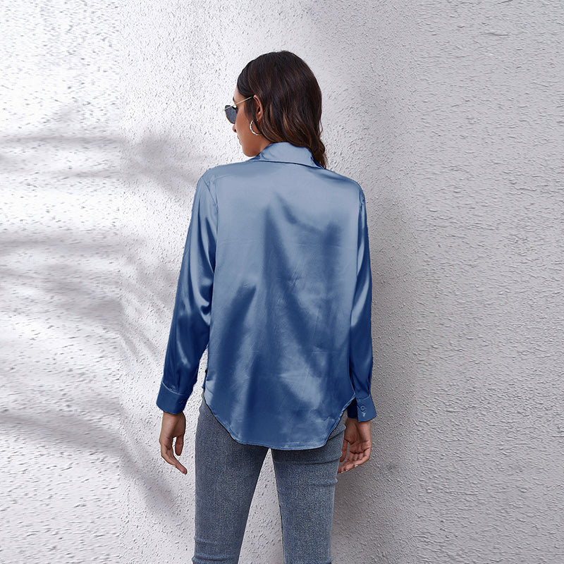 Blue Spread Collar Casual Shirt