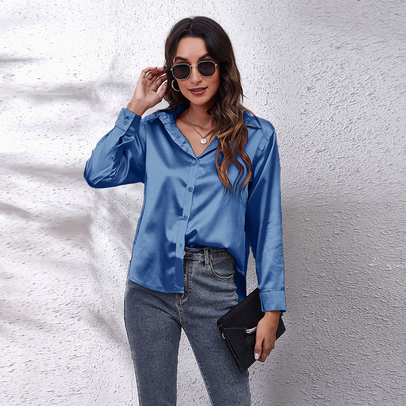 Blue Spread Collar Casual Shirt