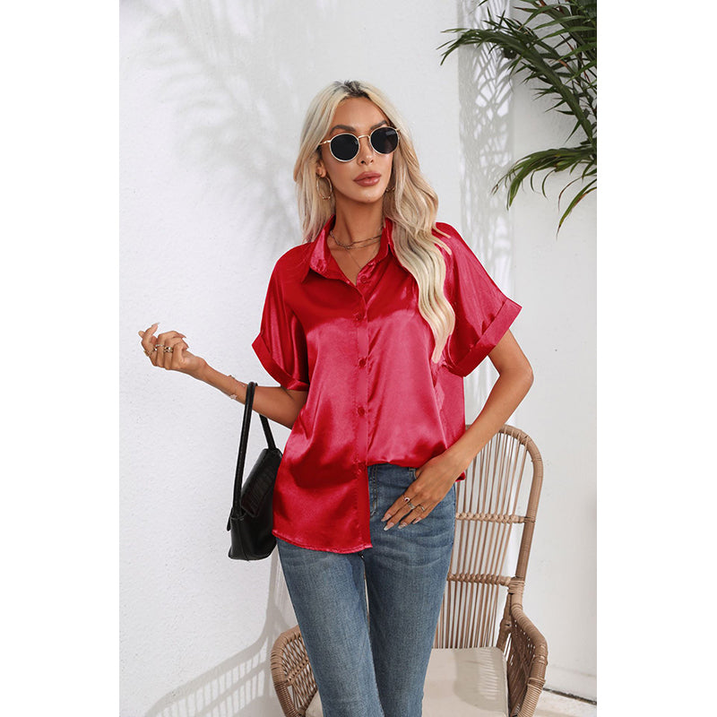 Red Extended Sleeves Casual Shirt