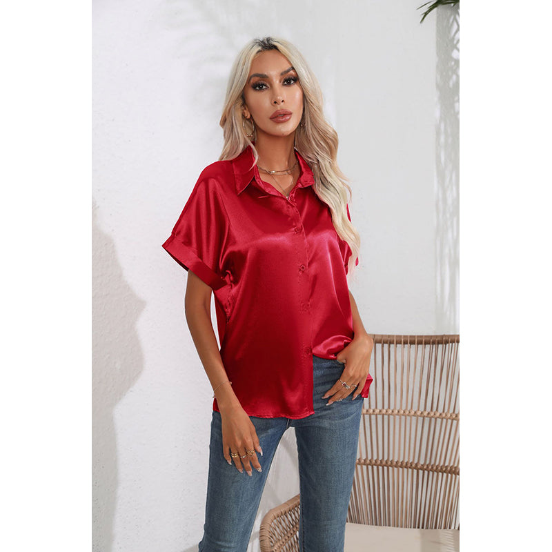 Red Extended Sleeves Casual Shirt