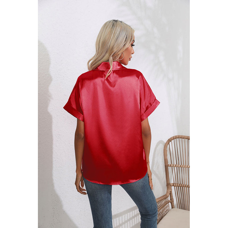 Red Extended Sleeves Casual Shirt