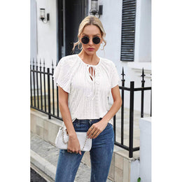 Self Design Tie-Up Neck Top