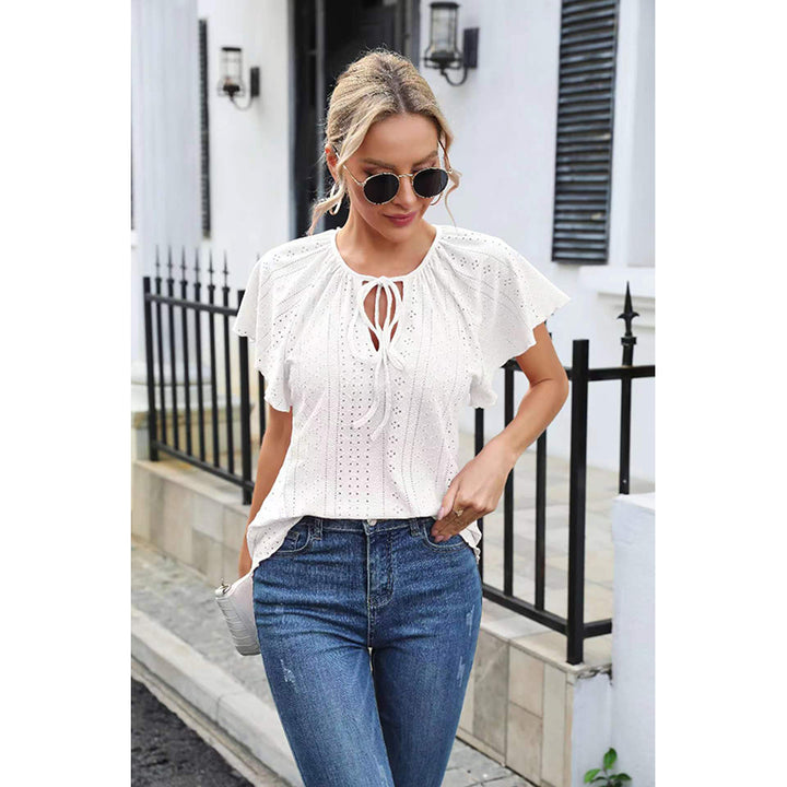 Self Design Tie-Up Neck Top