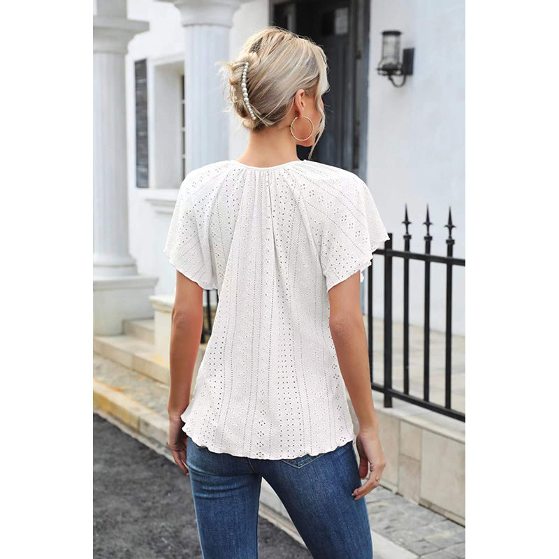 Self Design Tie-Up Neck Top