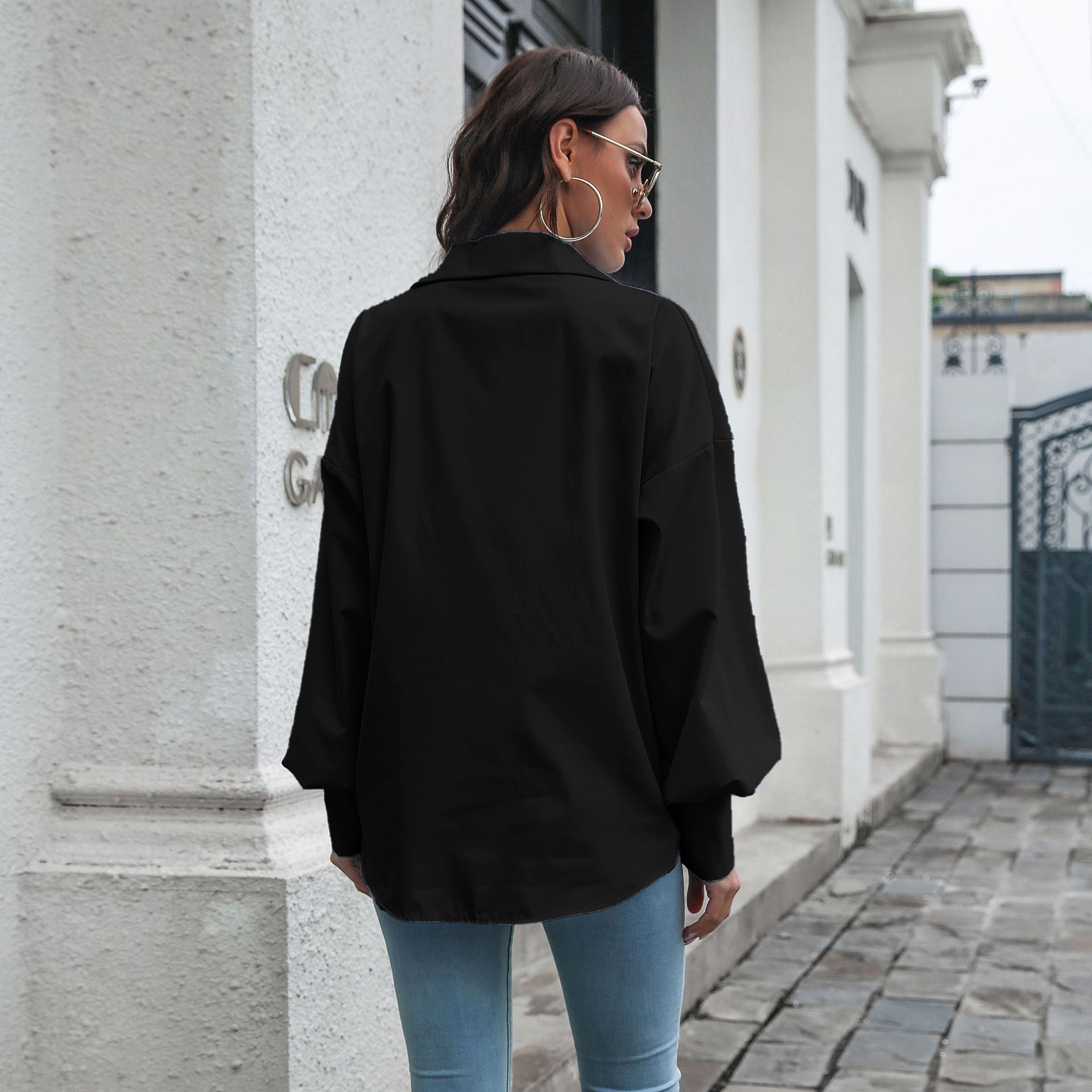 Black & french middle red purple Shirt Style Top