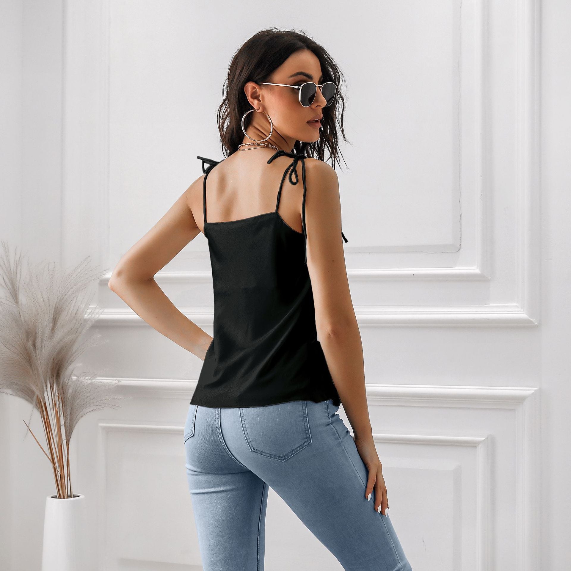 Women Black Cowl Neck Sleeveless Top
