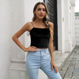 Black Square Neck Crop Top