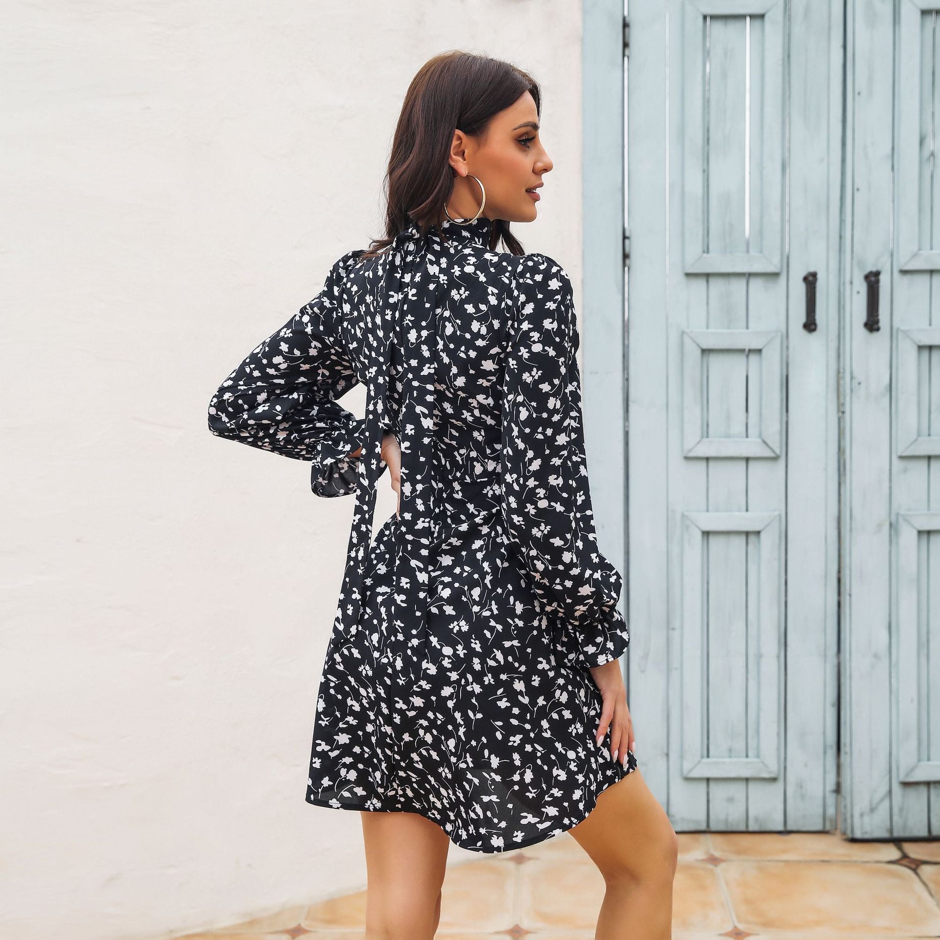 Black & White Floral Mini Dress