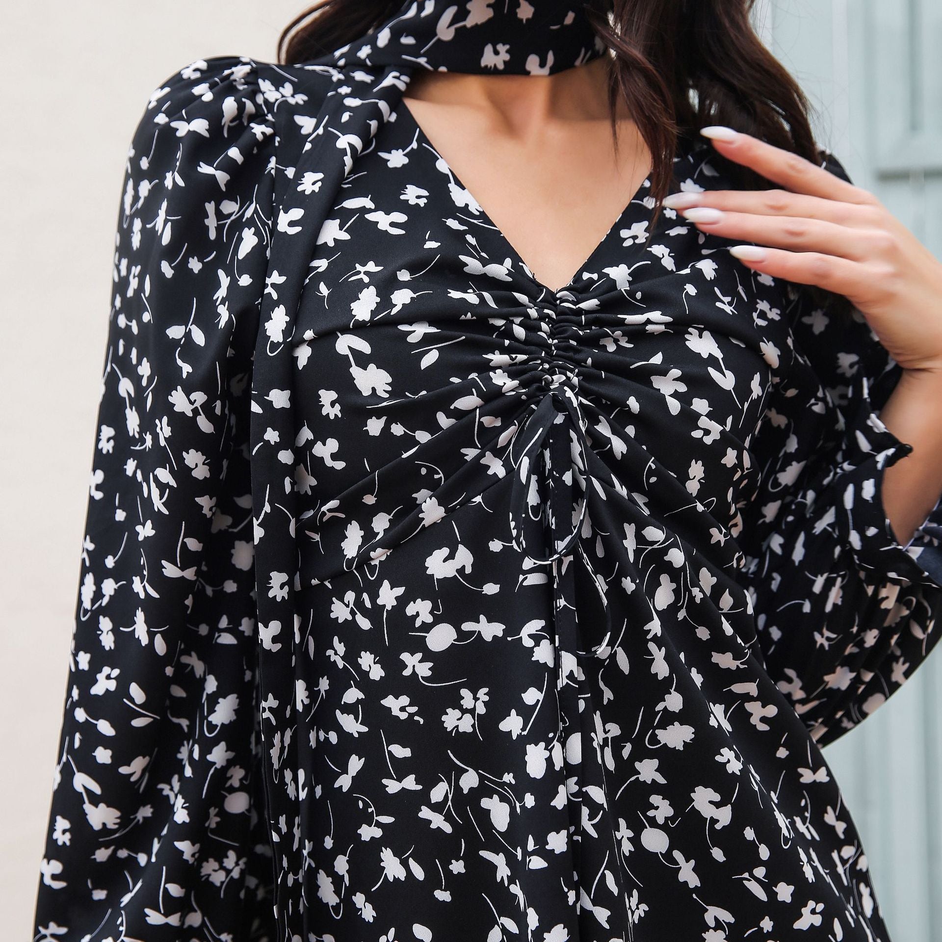 Black & White Floral Mini Dress