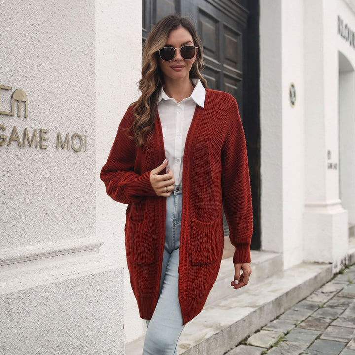 Women Maroon Solid Long Sleeves Longline Sweater