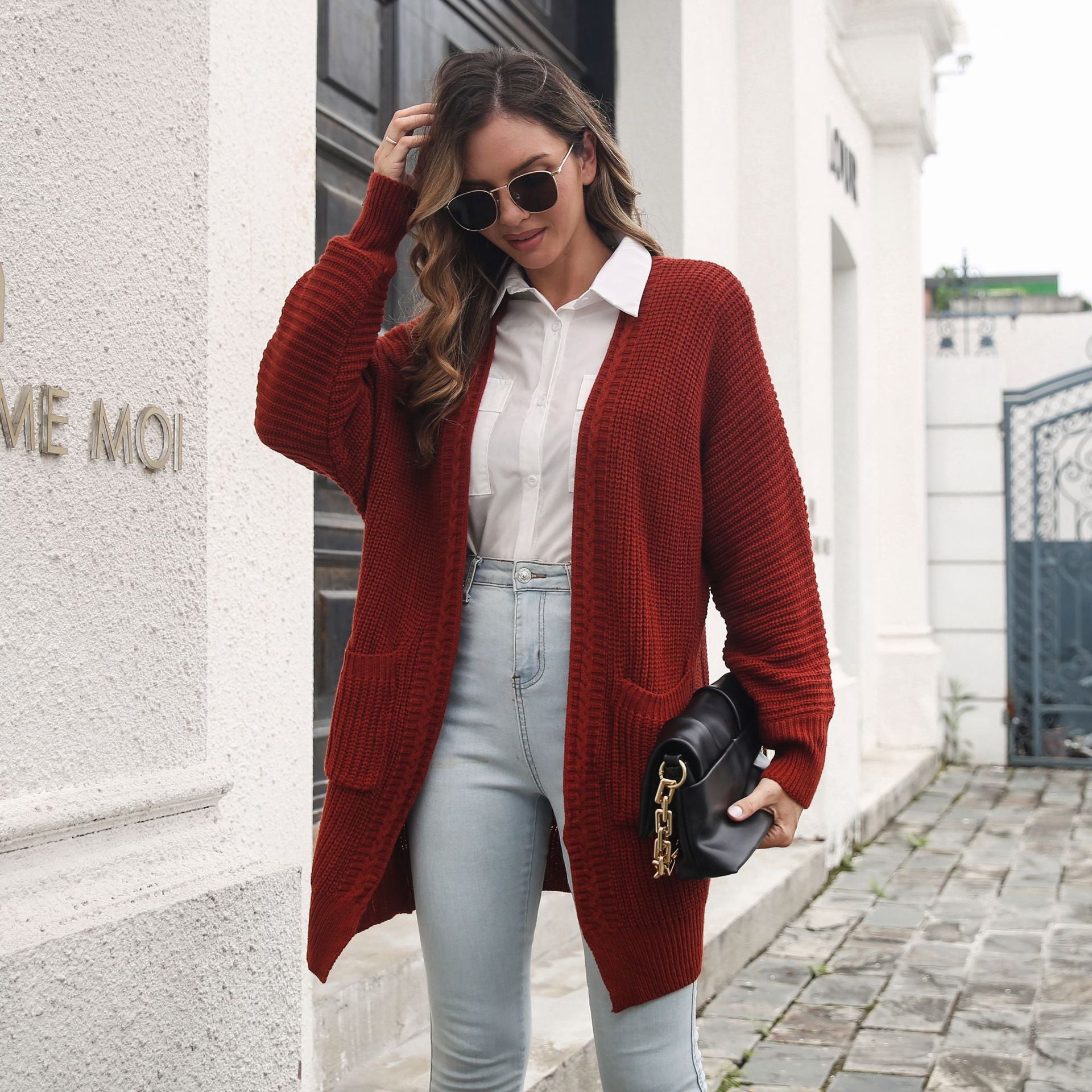 Women Maroon Solid Long Sleeves Longline Sweater