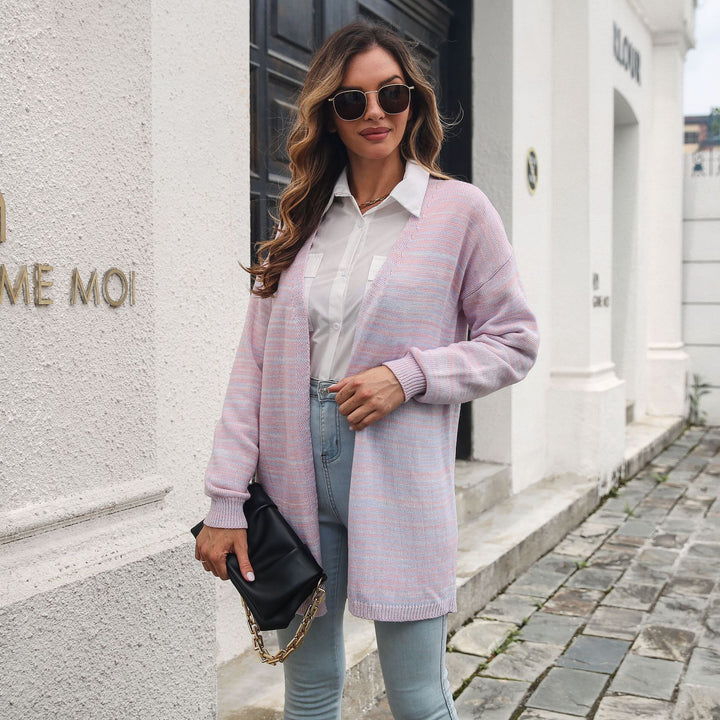 Women Pink Longline Solid Long Sleeves Sweater