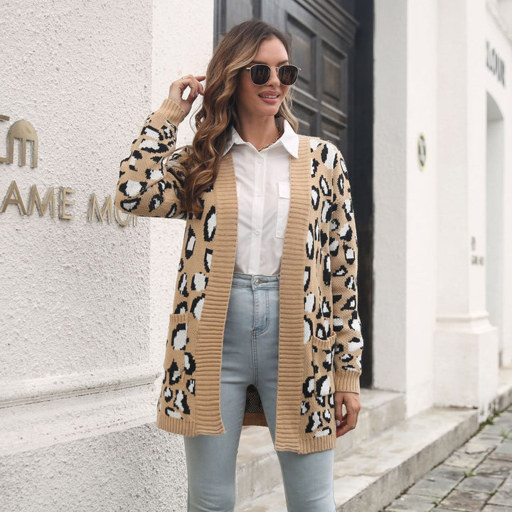 Women Beige Animal Printed Longline Sweater