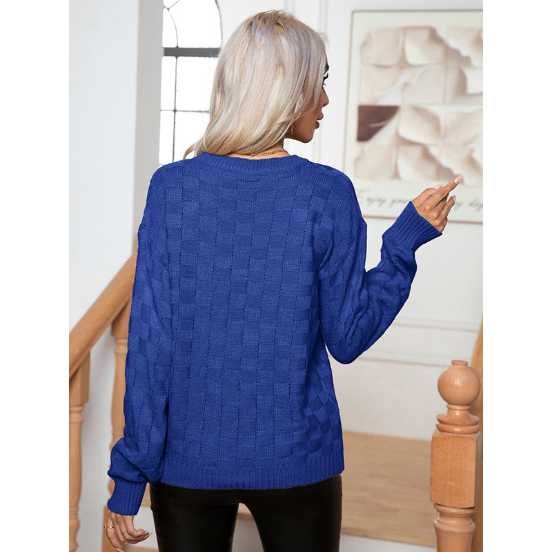 Blue Self Design Acrylic Pullover