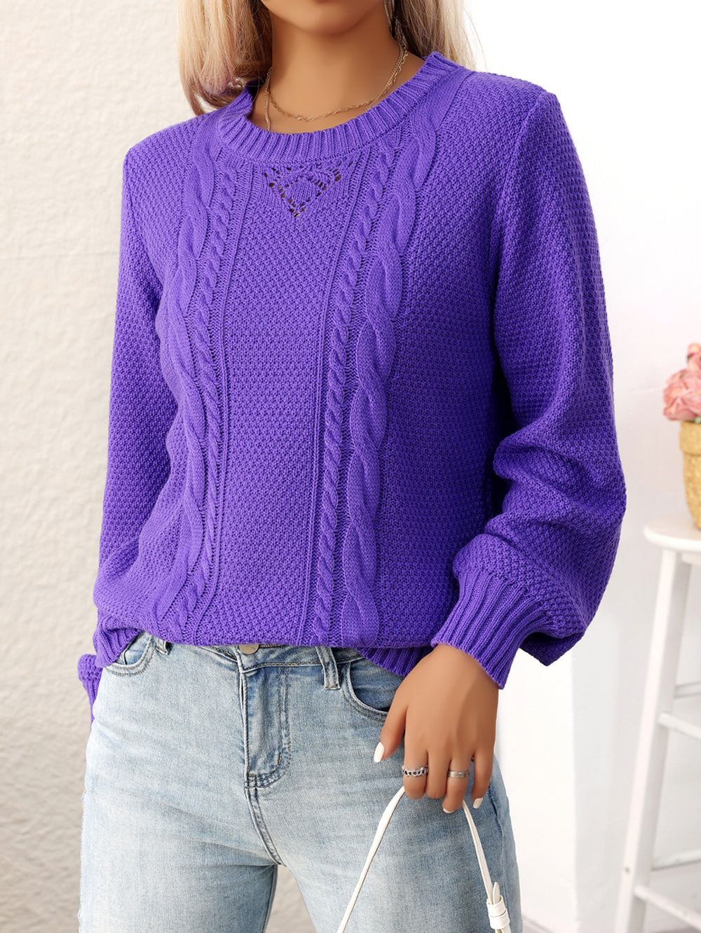 Women Cable Knit Pullover