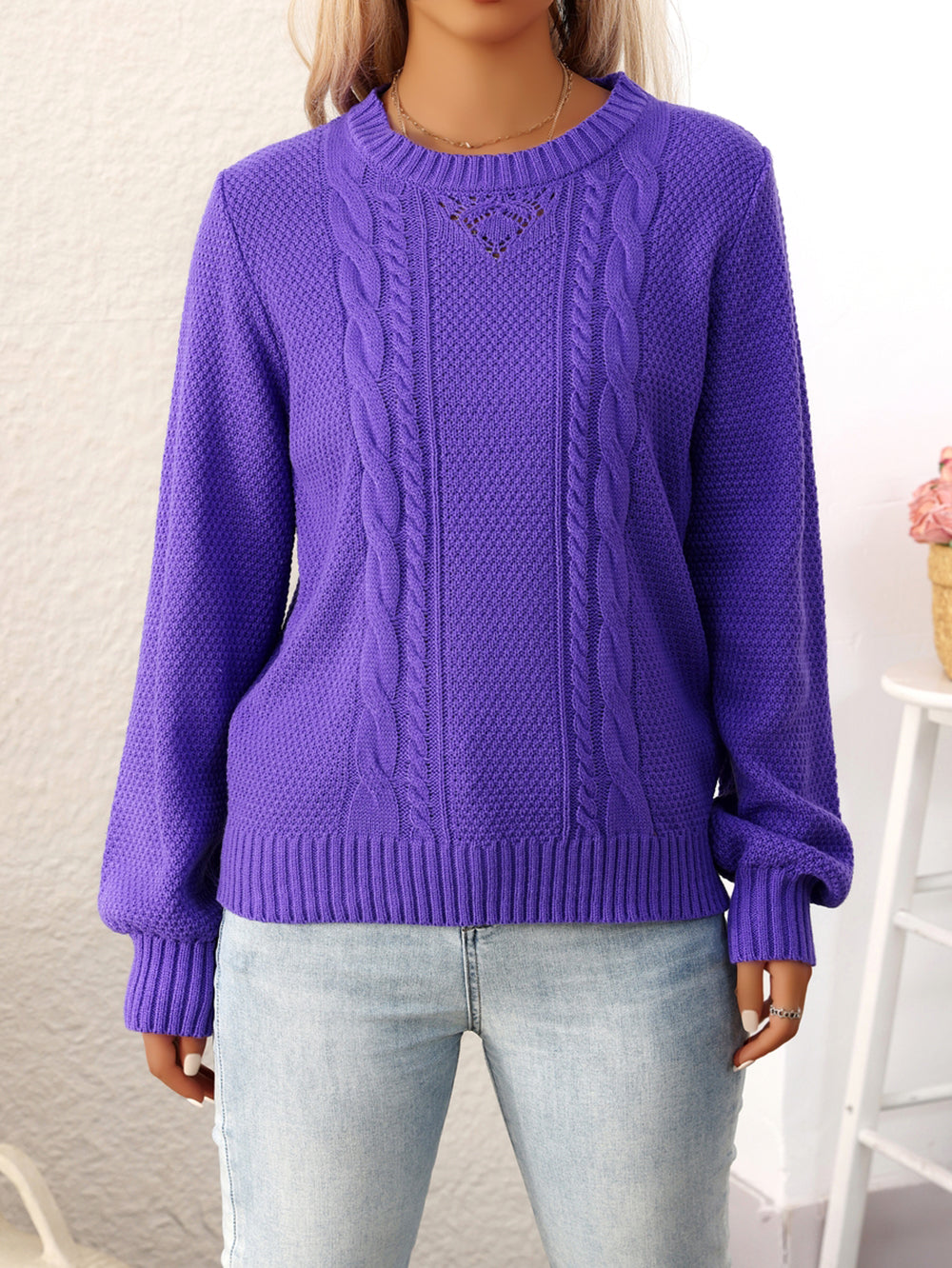 Women Cable Knit Pullover