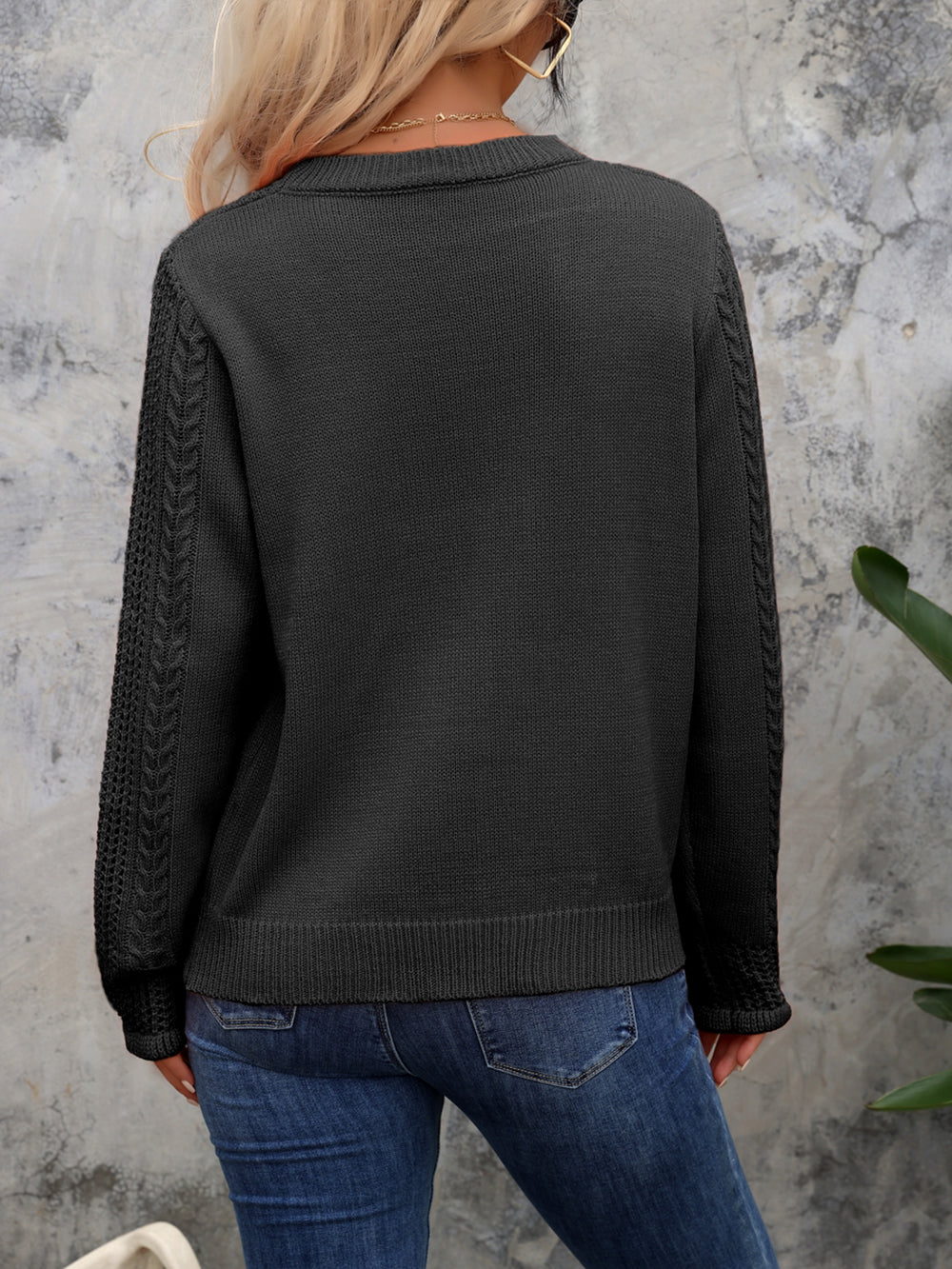 Women Cable Knit Pullover Sweater